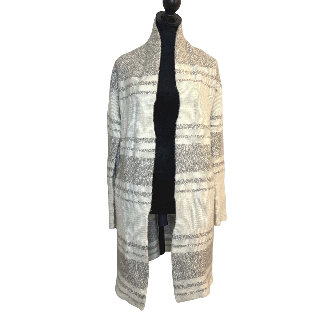 Women's Athleta Striped Cardigan Sweater Cashmere Wool Blend Comfort SZ S